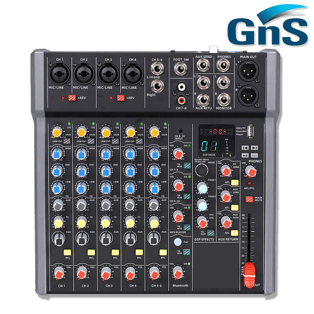 GNS GFX8 GFX8 지앤에스 8채널 오디오 믹서, USB, 블루투스, 녹음, 이펙터 내장