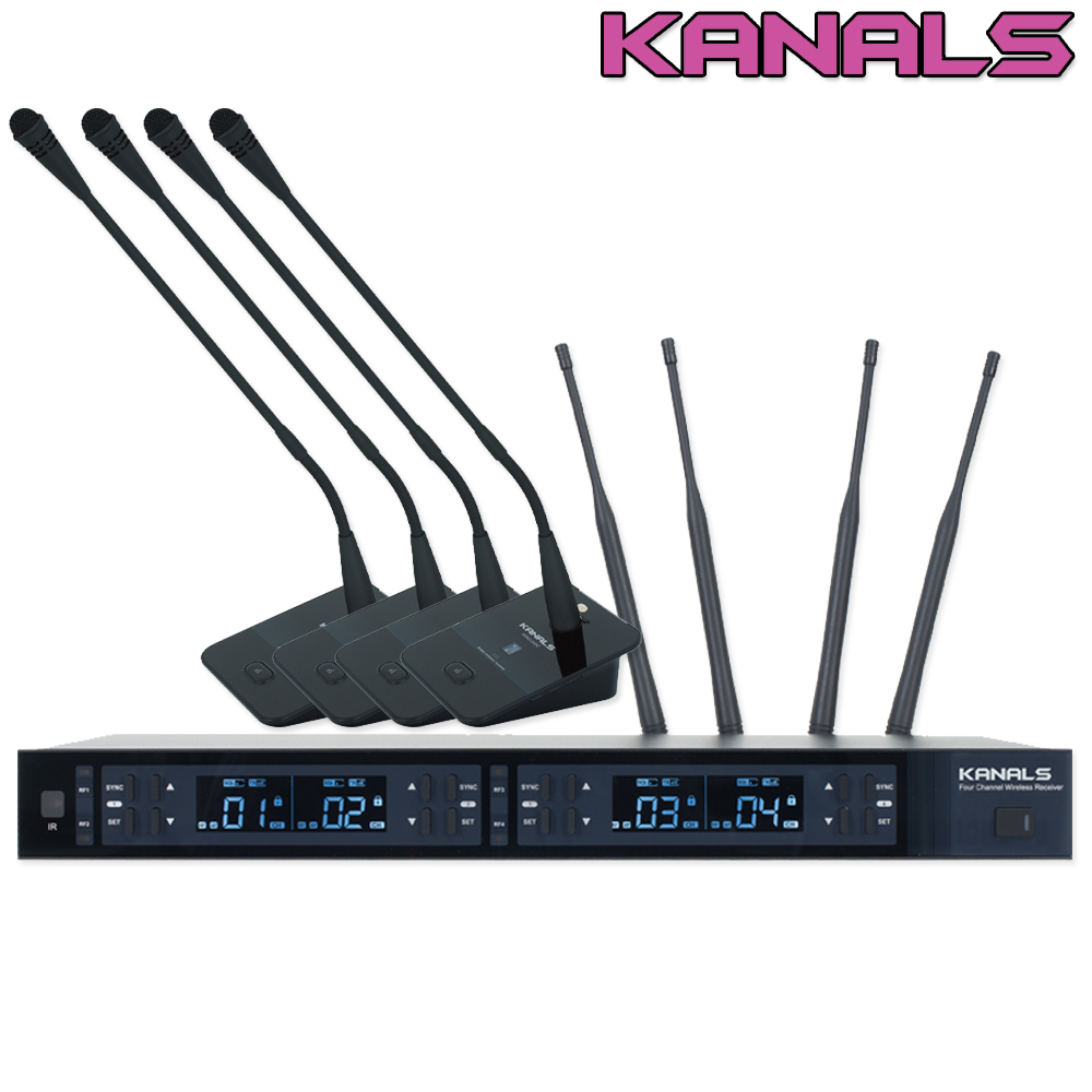 KANALS MWG-4500 MWG-4500 카날스 4채널 회의용 무선 마이크, USB-C 충전, 뛰어난 흡입력